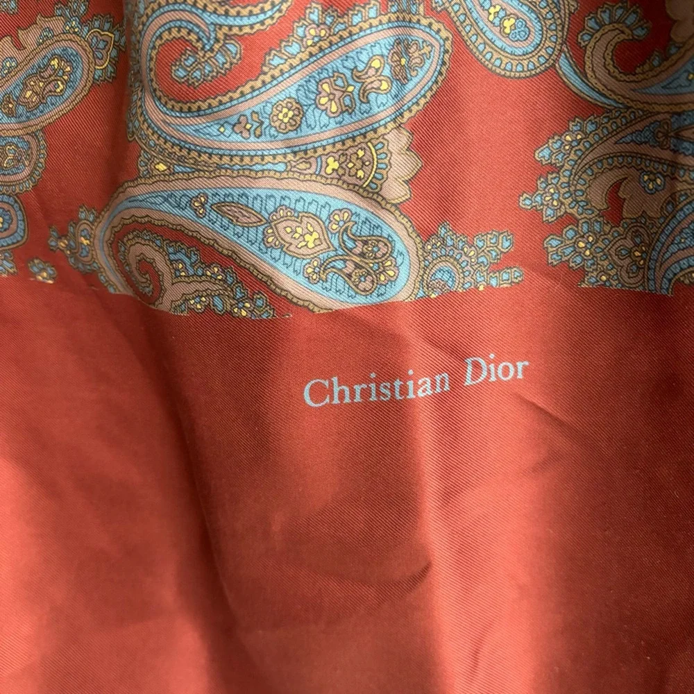 Christian Dior Red Paisley Scarf